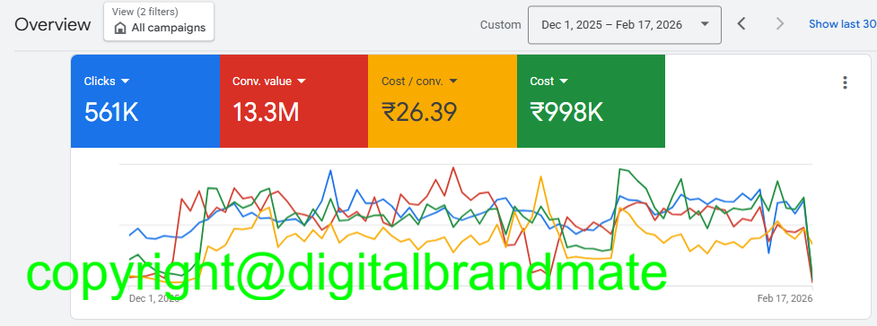 Achieved 13X ROAS for our D2C Client through our Performance Marketing Sales Funnel with Google Ads 